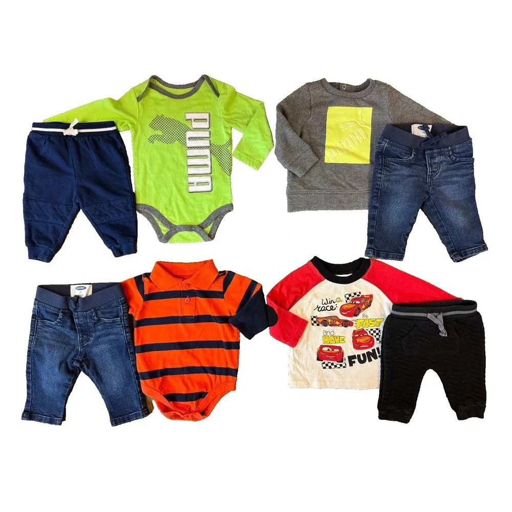 Baby Boy 3/6 Months Outfits Clothes Lot Bundle Bodysuits Shirts Pants Jeans Puma